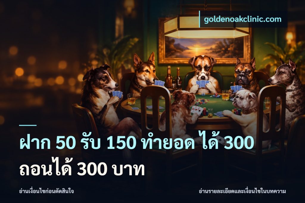 ฝาก 50 รับ 150 ทํายอด ได้ 300 ถอนได้ 300 บาท