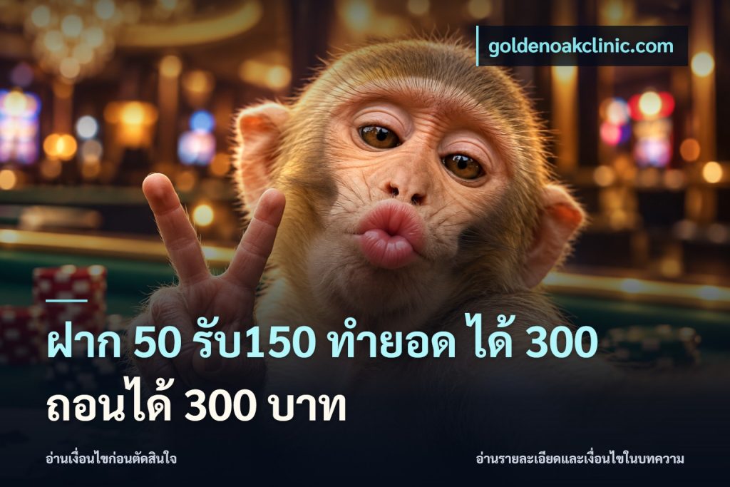 ฝาก 50 รับ150 ทำยอด ได้ 300 ถอนได้ 300 บาท