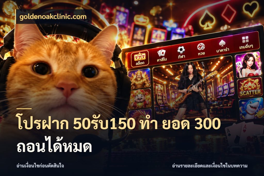 โปรฝาก 50รับ150 ทํา ยอด 300 ถอนได้หมด จับคู่โบนัสกับสไตล์เกมที่ชอบ กับ goldenoakclinic.com
