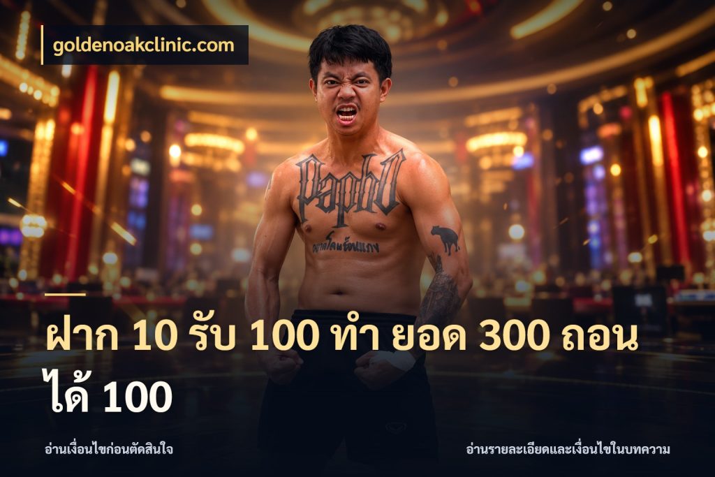 ฝาก 10 รับ 100 ทํา ยอด 300 ถอนได้ 100 โปรกับเกมที่ชอบเลือกให้ตรงสไตล์ ในมุม goldenoakclinic.com