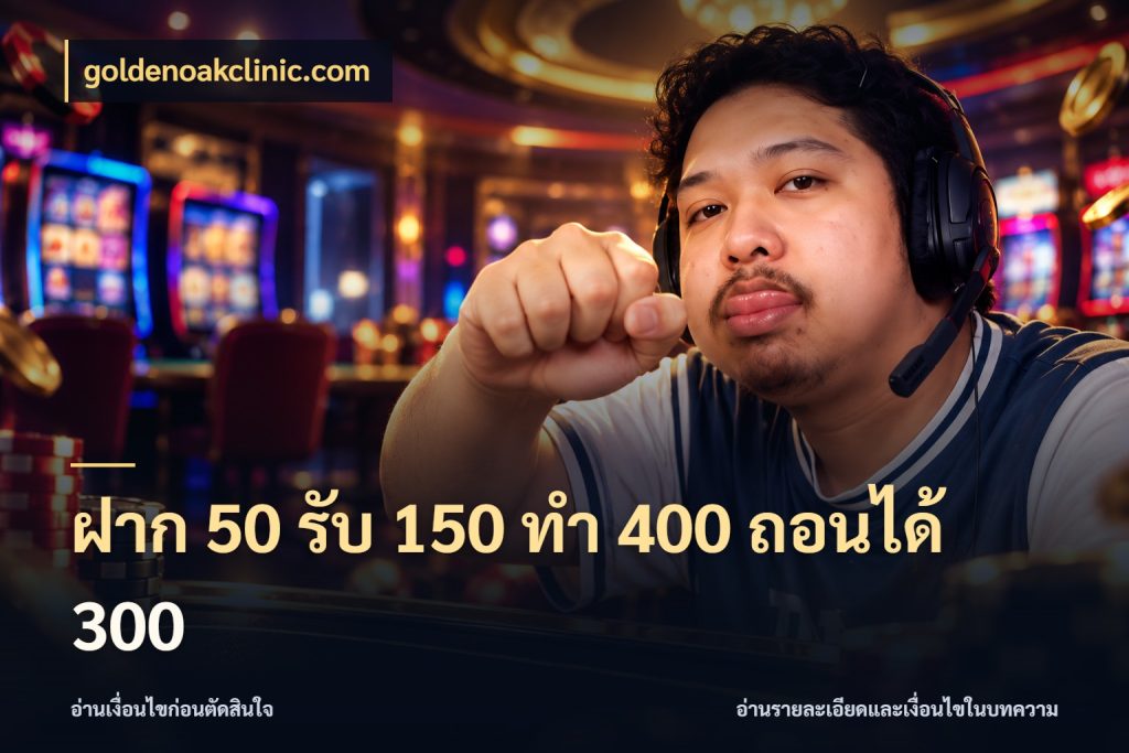 ฝาก 50 รับ 150 ทํา 400 ถอนได้ 300 จุดเด่นของเครดิตที่คนชอบเกมอยากรู้ สไตล์ goldenoakclinic.com