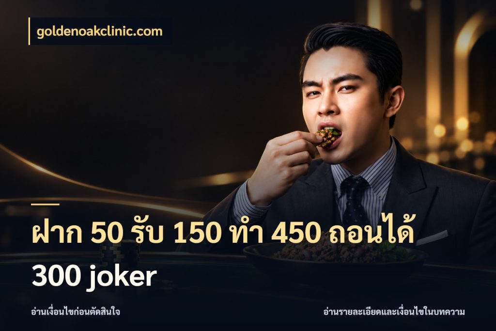 ฝาก 50 รับ 150 ทํา 450 ถอนได้ 300 joker โปรยอดรับที่สายเกมสนใจ กับ goldenoakclinic.com