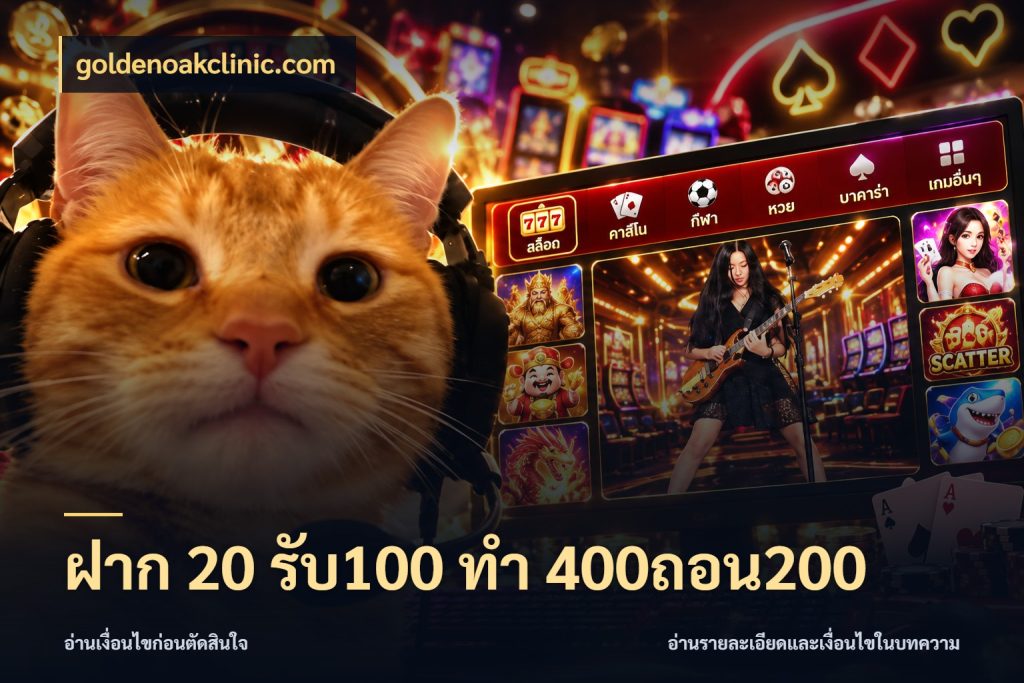 ฝาก 20 รับ100 ทํา 400ถอน200 โปรยอดรับที่สายเกมสนใจ ในมุม goldenoakclinic.com