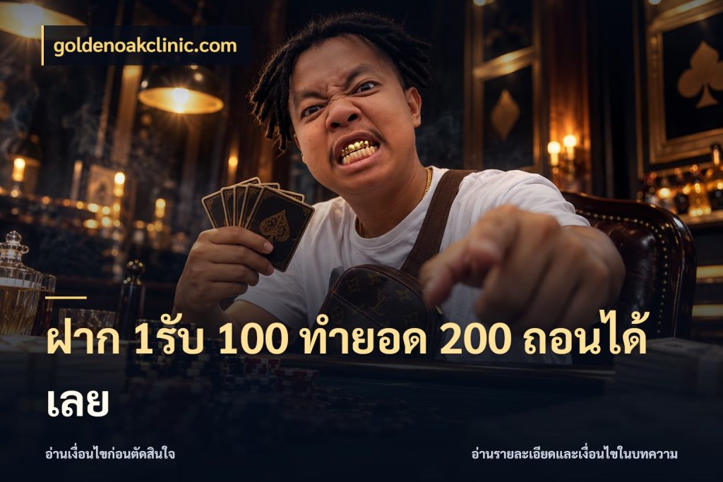 ฝาก 1รับ 100 ทํายอด 200 ถอนได้เลย รูปแบบโบนัสกับสิทธิ์ของสายเกม สไตล์ goldenoakclinic.com