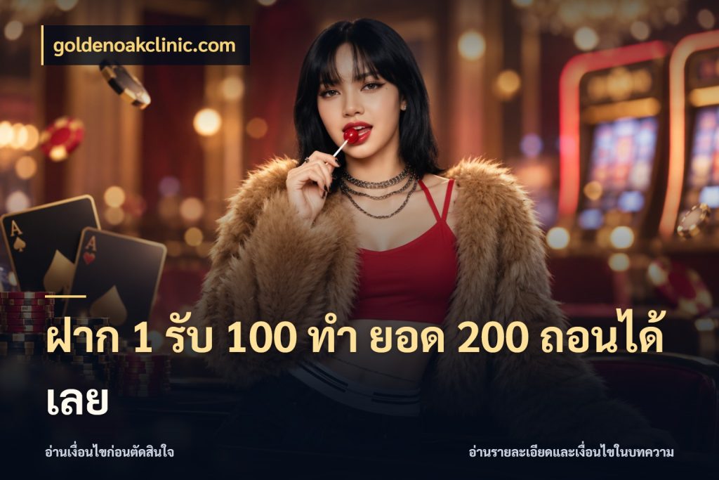 ฝาก 1 รับ 100 ทํา ยอด 200 ถอนได้เลย รูปแบบโบนัสกับสิทธิ์ของสายเกม กับ goldenoakclinic.com