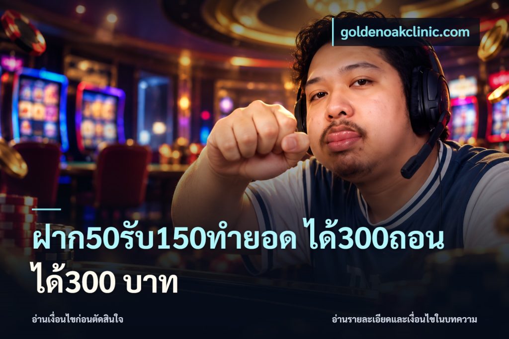 ฝาก50รับ150ทำยอด ได้300ถอนได้300 บาท