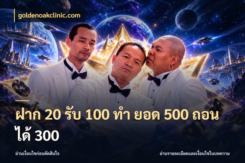ฝาก 20 รับ 100 ทํา ยอด 500 ถอนได้ 300 จับคู่โบนัสกับสไตล์เกมที่ชอบ กับ goldenoakclinic.com