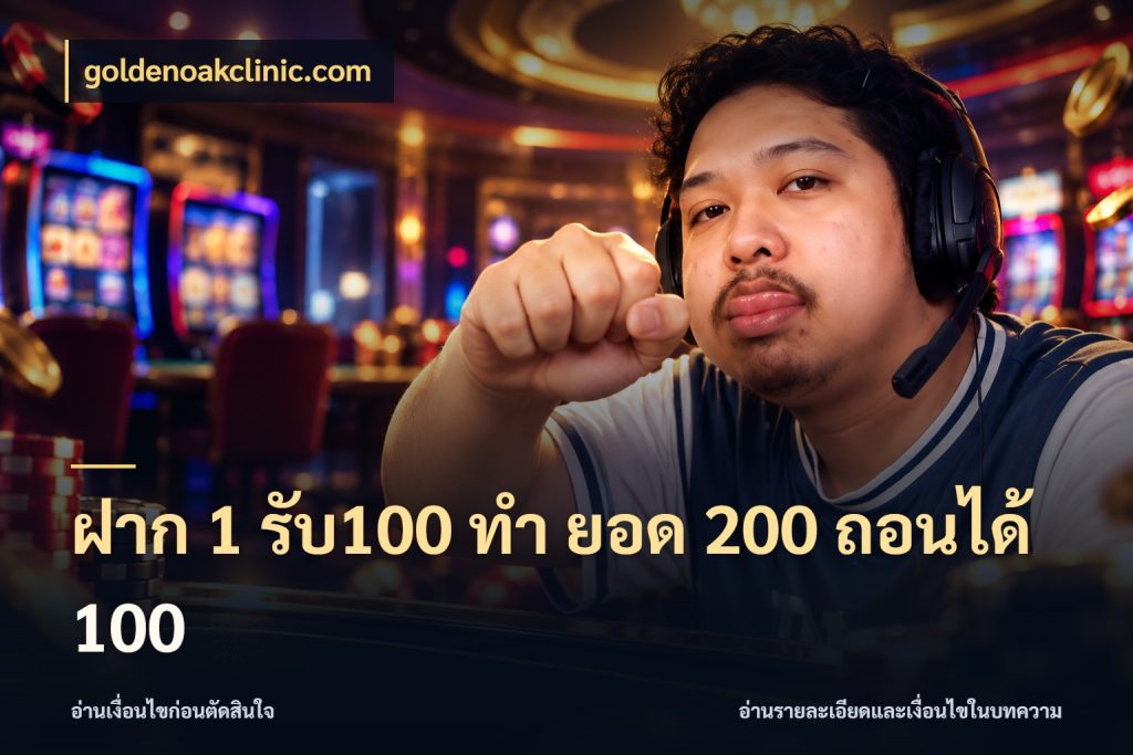 ฝาก 1 รับ100 ทํา ยอด 200 ถอนได้ 100 goldenoakclinic.com รูปแบบโบนัสกับสิทธิ์ของสายเกม